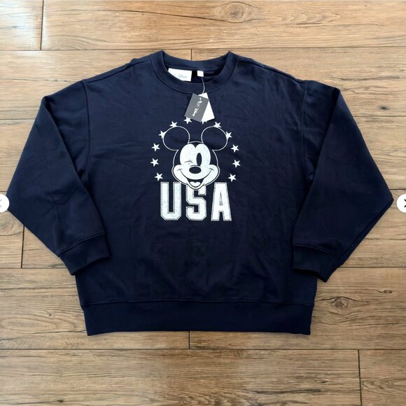Gap x Disney Tops - Gap x Disney Mickey Mouse USA Graphic Sweatshirt Navy Womens Large